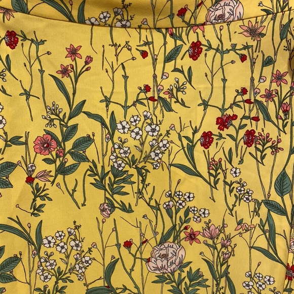 LOFT Ann Taylor Yellow Floral Wrap Midi Skirt - Picture 2 of 4